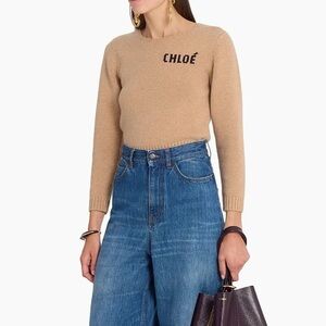 Chloe Logo Wool-Cashmere Crop Sweater